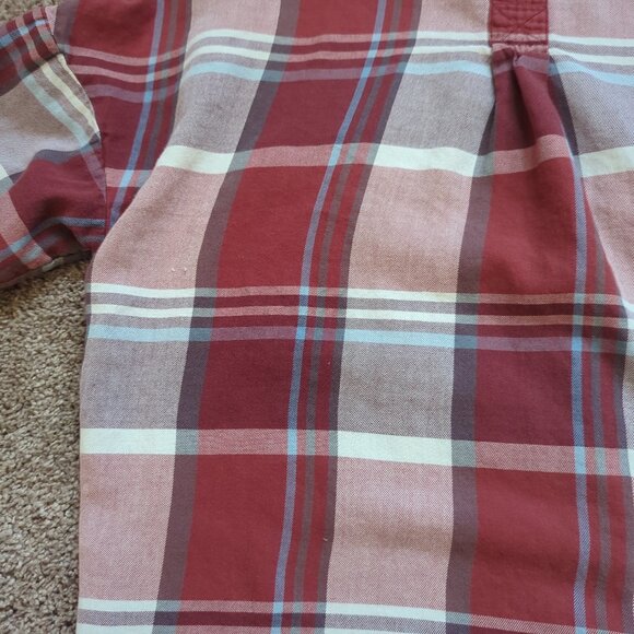 PrAna Button Down Plaid Lightweight Flannel Shirt Maroon Size XS - Picture 4 of 8